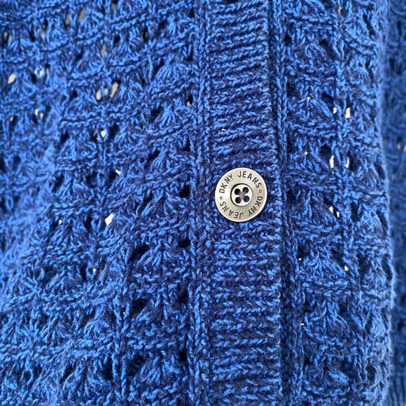 DKNY - Blue Lightweight Knit Cardigan Sweater - Picture 4 of 8